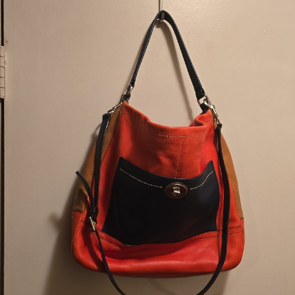 Stylish Multicolor Leather Coach Shoulder Bag